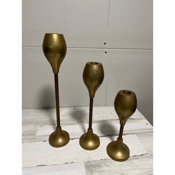 Made in India Other - Set of three solid brass candlesticks